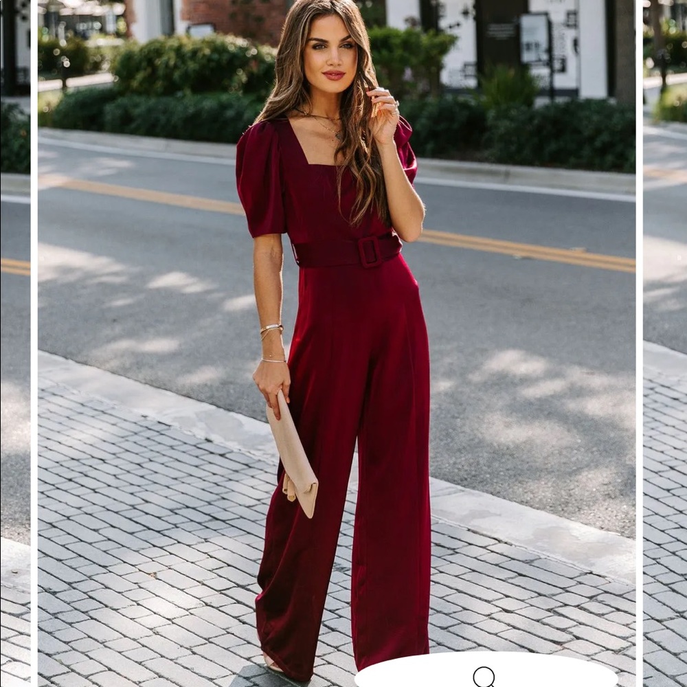 Vici Dolls AVRIL SATIN BELTED JUMPSUIT